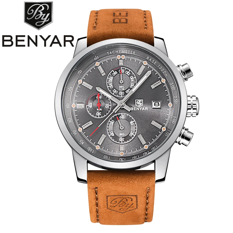 BENYAR 5102 часы мужские роскошные брендовые кварцевые часы модные часы с хронографом Reloj Hombre спортивные часы мужские часы Relogio Masculino