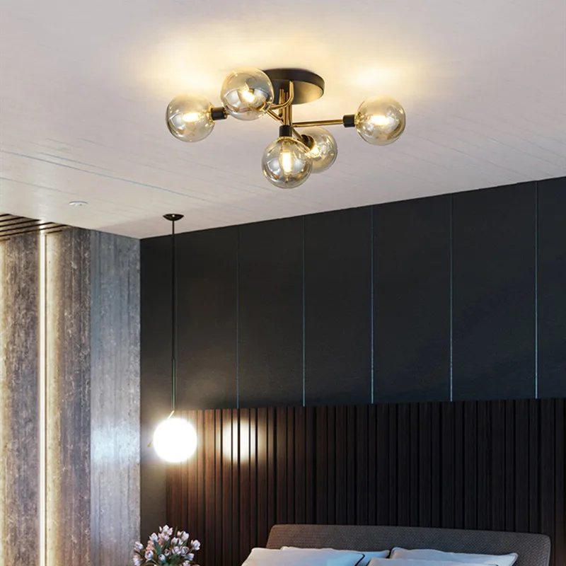 Новая Художественная креативная металлическая стеклянная лампа для спальни