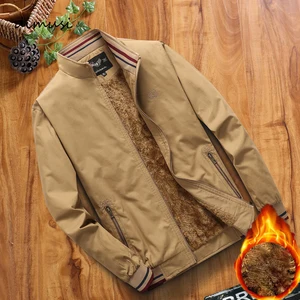 Куртка-бомбер DIMUSI Мужская Флисовая, ветровка, приталенный силуэт, деловой теплый пиджак, одежда для зимы