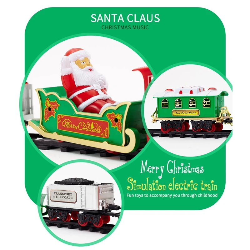 

Lights and Sounds Christmas Electric Train Set Railway Tracks Toys Baby Home Train Sets for Kids Gift
