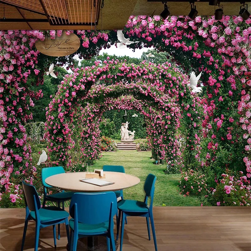 Романтический цветок лоза роза цветы голубь садовый пейзаж большая Настенная