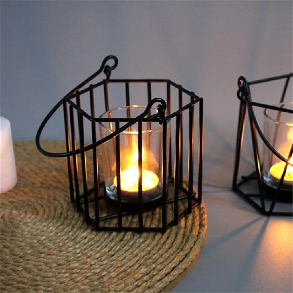 Скандинавский Ретро Железный светильник подсвечник фонарь декор для домашней