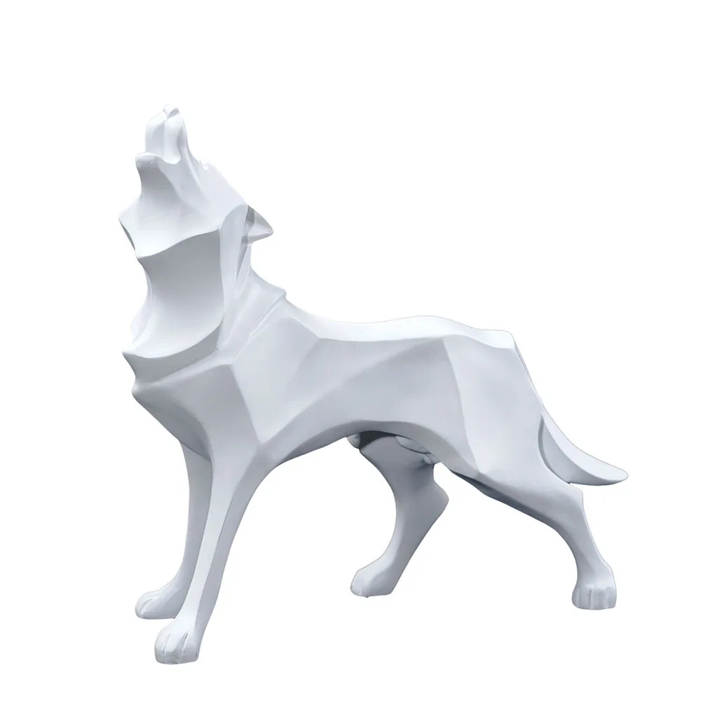 Nordic Home Decor Sculpture Crafts Resin Abstract Wolf Statue Geometric Animal Figurines Office Room Interior Desk Decoration | Дом и сад