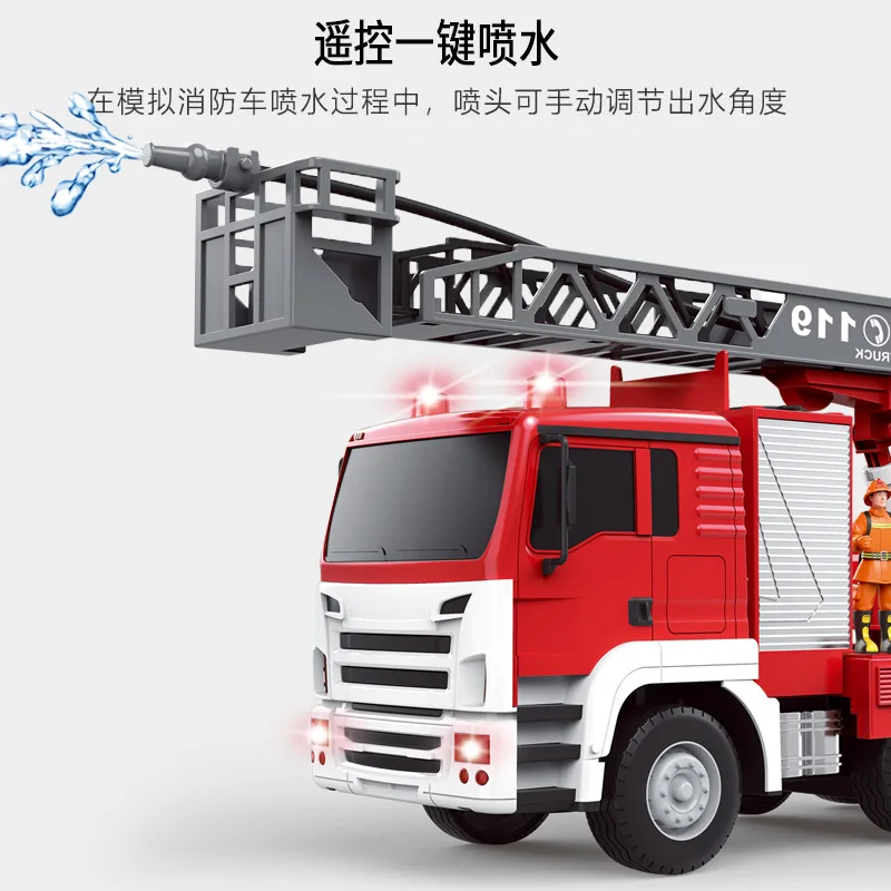 New Large RC 2.4G Remote Control Electric Fire Rescue Truck Spray Water Toy Car Sprinkler Simulation Sound Effect Fire Car Toys enlarge