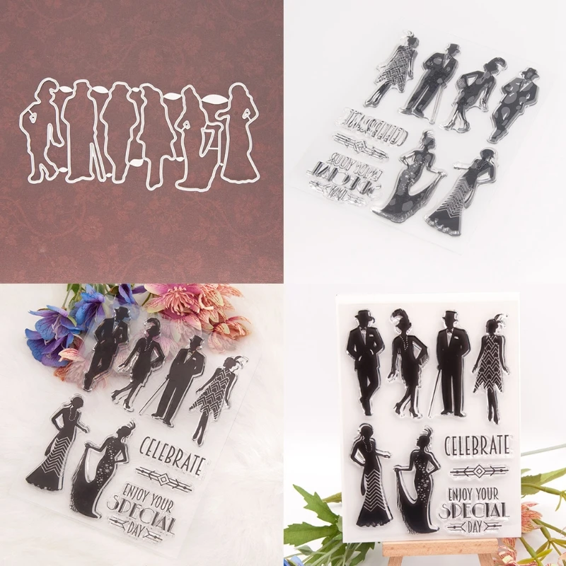 

Dancer Seal Stamp with Cutting Dies Stencil DIY Scrapbooking Emboss Photo Album 95AA