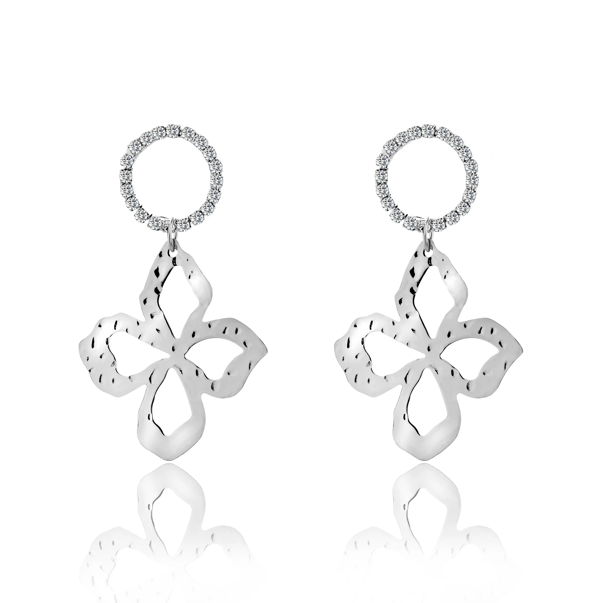 HanCheng модные четырехлистные подвеска Клевер Висячие длинные серьги Стразы для