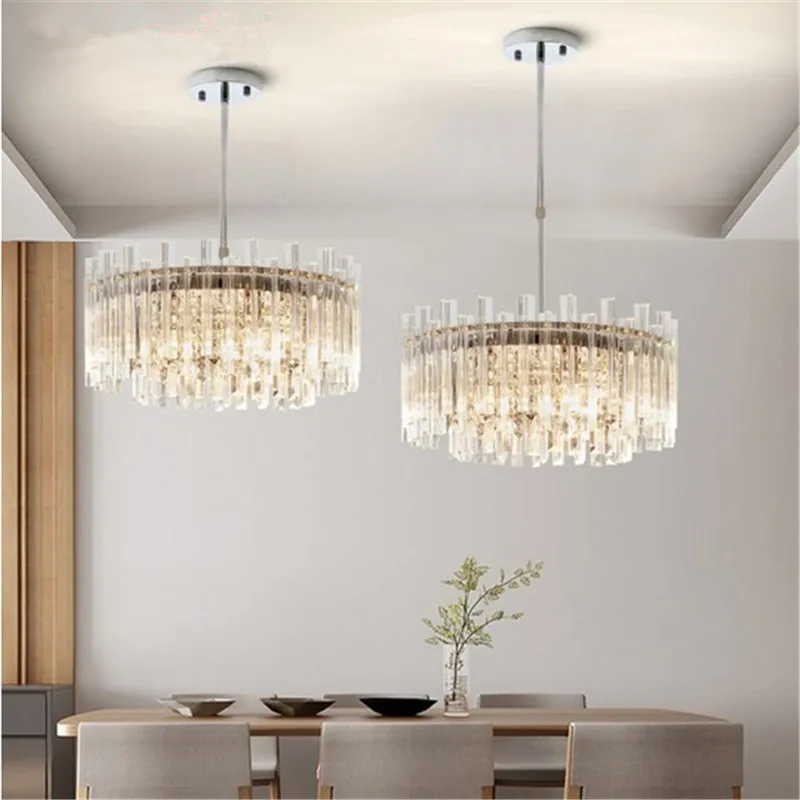 Современная роскошная хромированная хрустальная люстра для гостиной