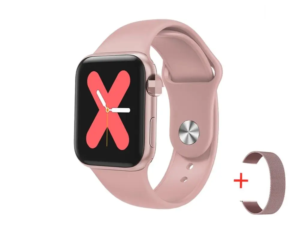 pink and strap Полный сенсорный экран Bluetooth Смарт часы сердечного ритма кровяное давление Фитнес браслет PK Iwo 8 Iwo 10 Smartwatch W58 женщина мужчина - Цвет: pink and strap