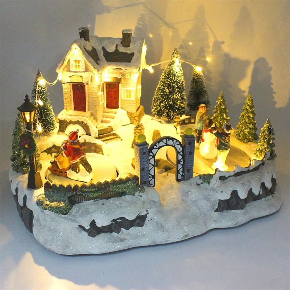 

Рождественский светящийся Поющий двор, снежный ландшафт, вращающийся детский полимерный Фотофон, праздничное украшение