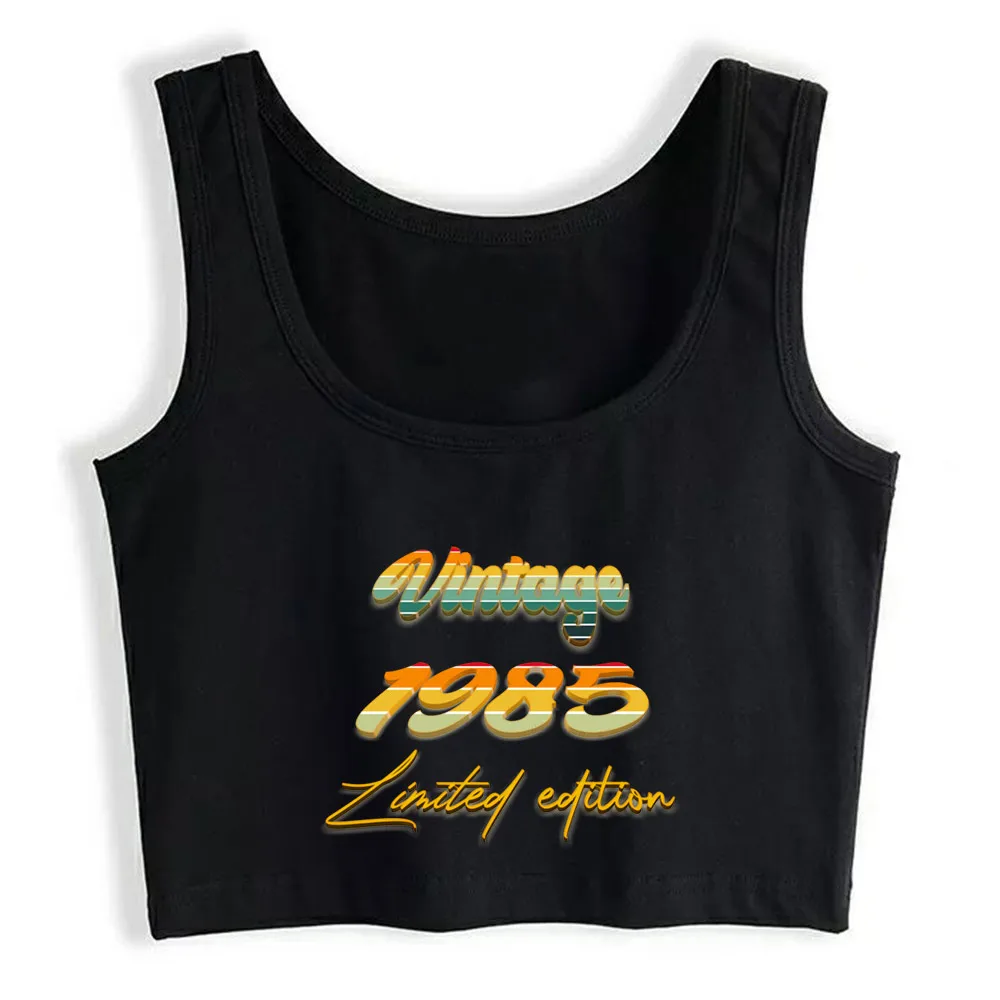 

Crop Top Women 1985 Vintage Born In Age Birthday Gift Idea Harajuku Tank Top Women Funny Women Clothes