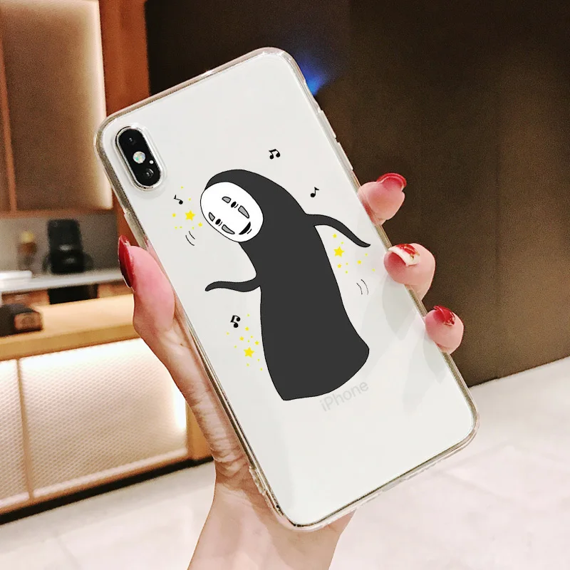 Милый мягкий прозрачный чехол для телефона с рисунком Тоторо из мультфильма