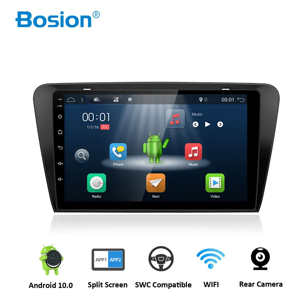 Автомагнитола Bosion с четырёхъядерным процессором Android 10 для SKODA Octavia A7 2013 2014|car