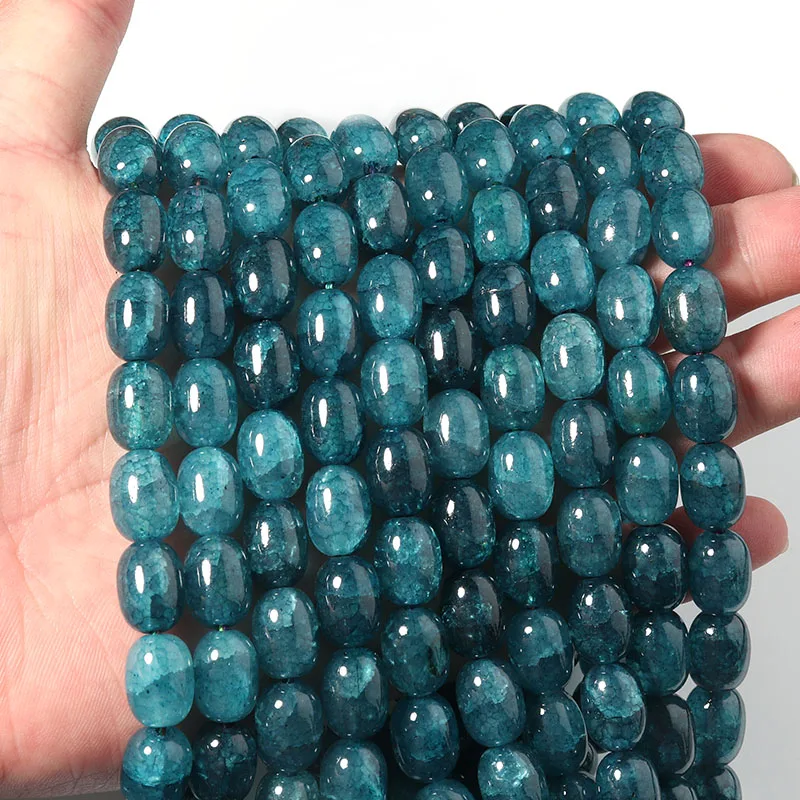 

Beadtales 0.8mm Hole Turquoise Blue Floral Glass Beads Barrel Loose Spacing Beads For Jewelry Making Bracelet Necklace DIY