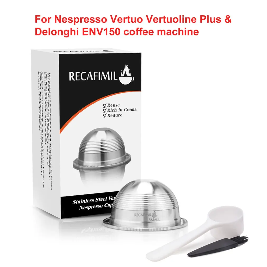 

Refillable Coffee Capsule Pod Filter Dripper Tamper Stainless steel Compatible with Nespresso GCA1 ENV135 Coffee Machine