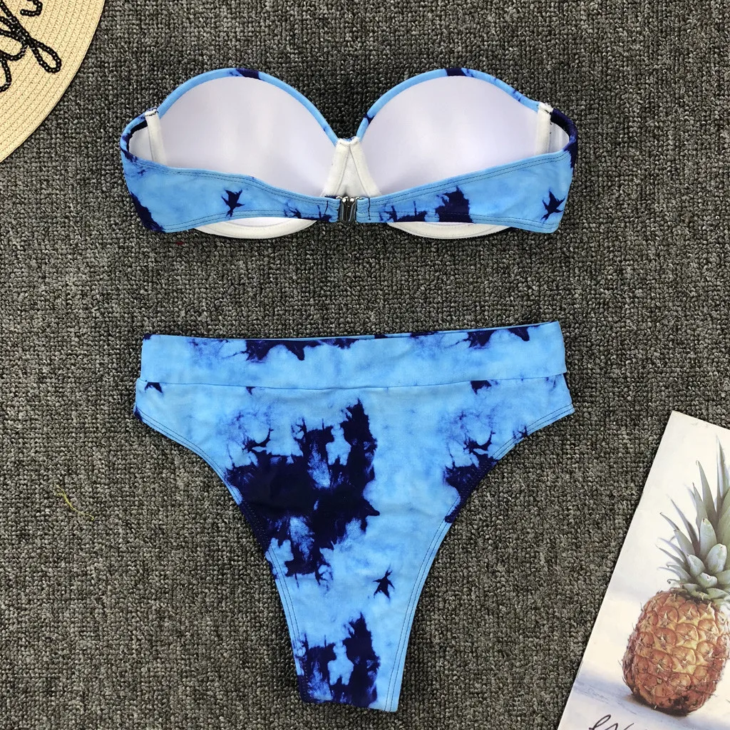 2 шт. Большие размеры бандо Для женщин танкини купальники с Suoulder градиентные