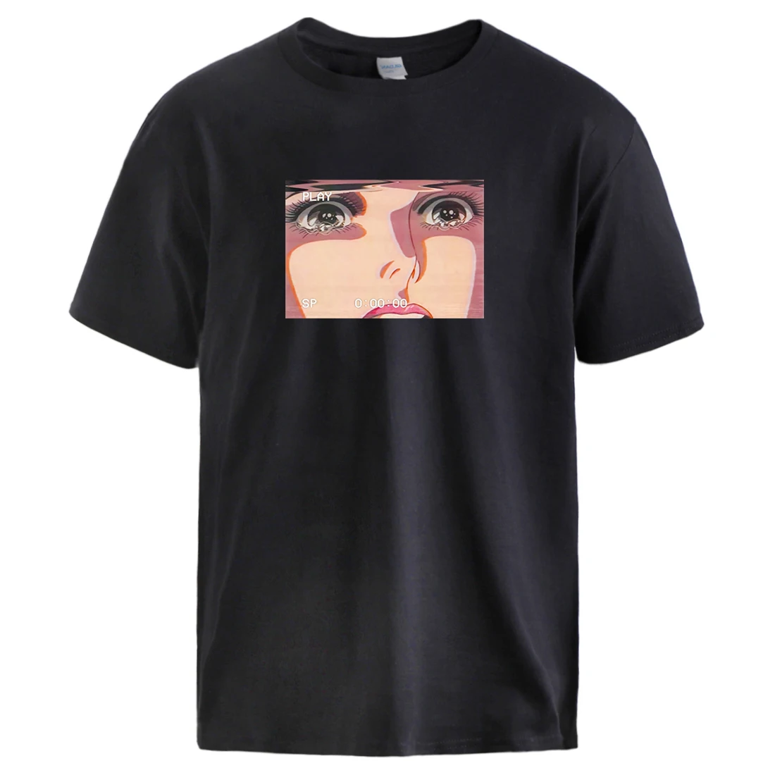 

Summer Men T-ShirtMens T Shirts Sad Retro Anime Crying Eyes Vaporwave Cartoon Tops Short Sleeve Summer Casual Hip Hop Tracksuits
