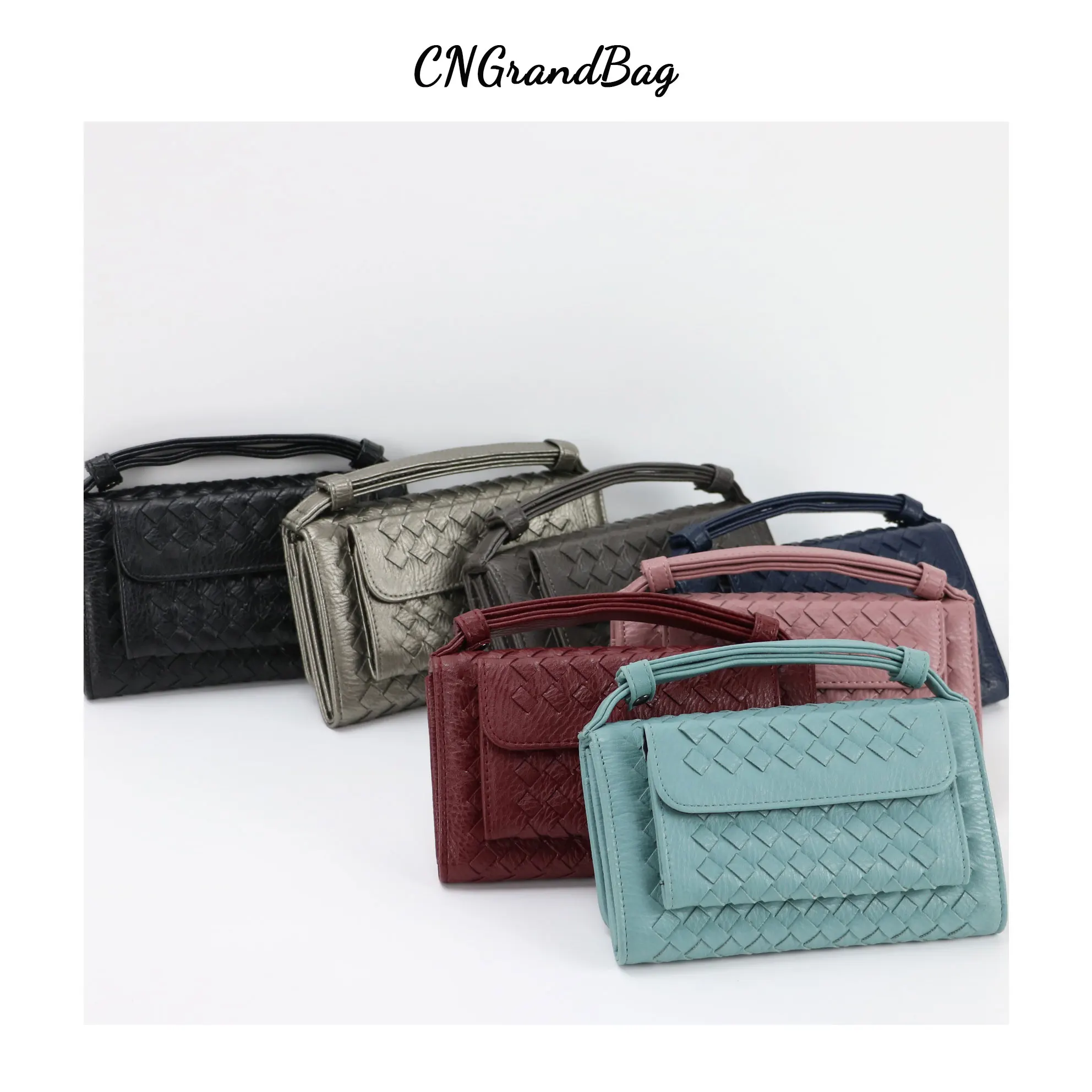 Fashion Women Wallet Purse PU Weave Bag Small Shoulder Ladies Phone Pouch Mini Chain Clutch for Iphone |