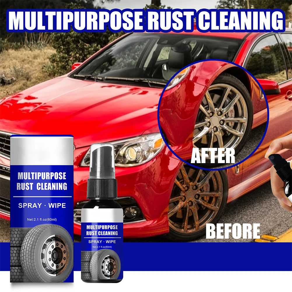 

60ml Rust Remover Spray Quick Reaction Anti-Rust Spray Agent Multi-Purpose Metal Surface Polish Wheel Hub Household Cleaning