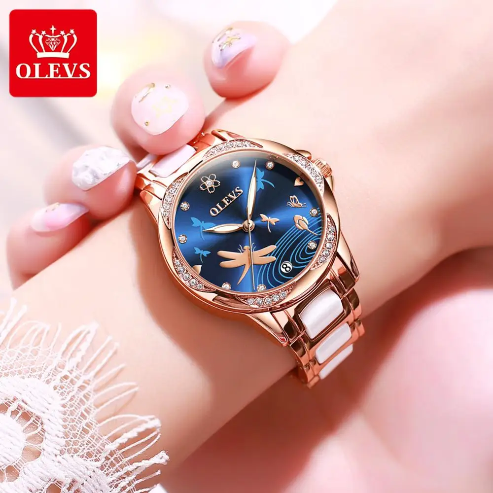 Женские автоматические механические часы OLEVS женские роскошные из нержавеющей