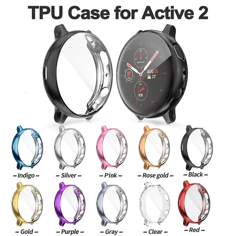 

Protective Case for samsung galaxy watch active 2 Soft silicone HD Full Screen Protection cover For Galaxy Active 40mm 44mm