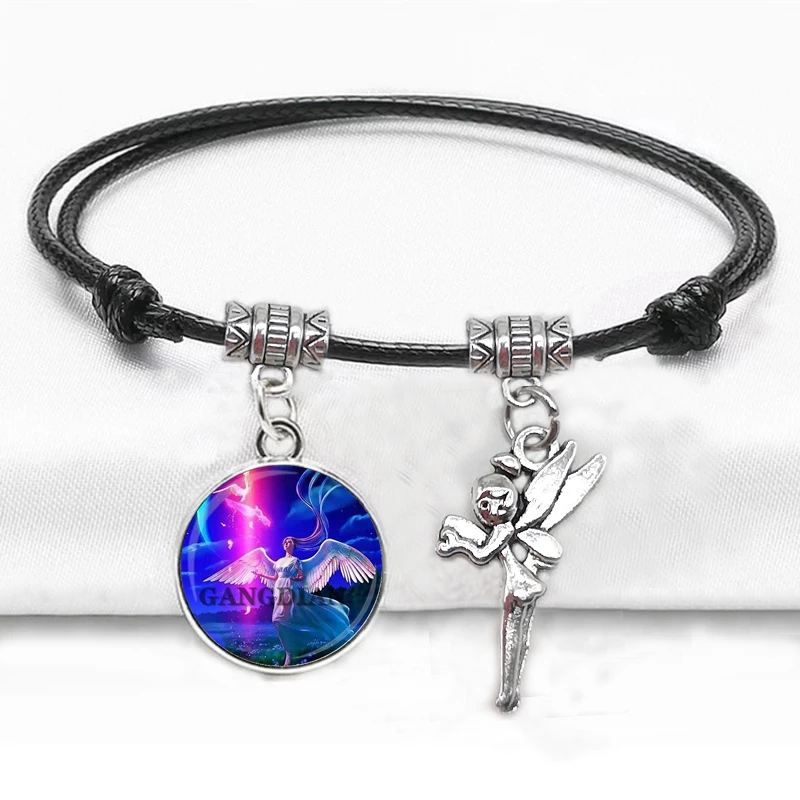 Готический Шарм Ангел Луна стеклянный браслет из кабошона сказка шпилька модная