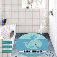 cute bathing hollow round shower room floor mat pvc mesh bottom wire loop bathroom door mat non slip and permeable
