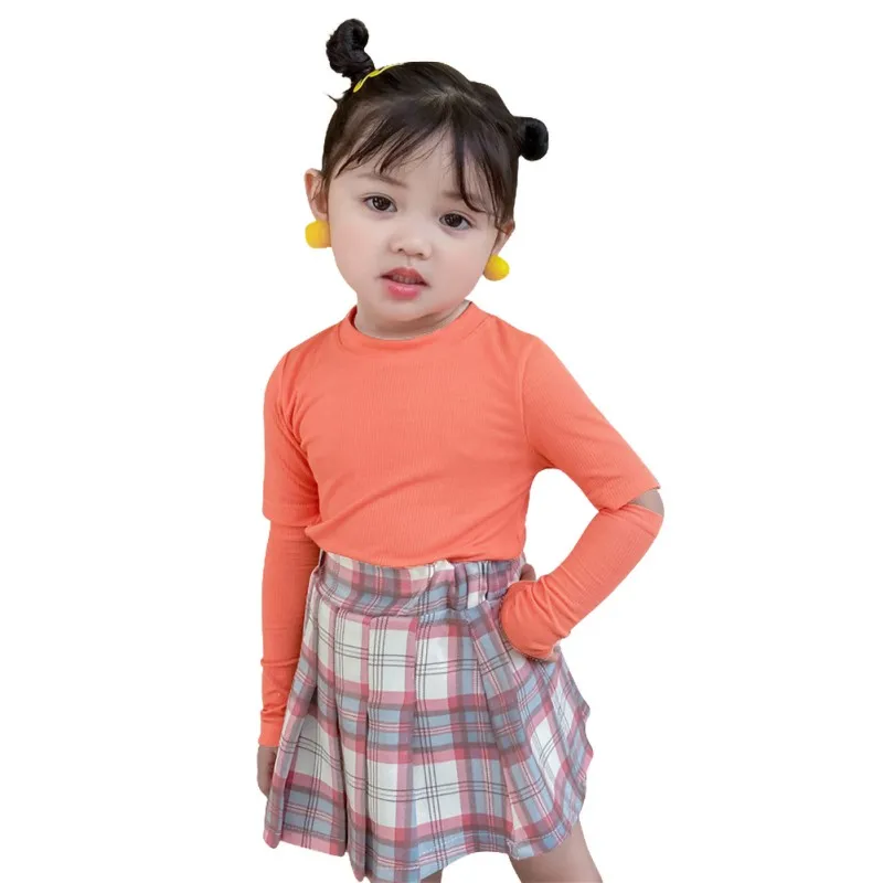 

Осенние детские однотонные топы для мальчиков и девочек; Детская одежда; Модные футболки ярких цветов для девочек; Пуловер с длинными рукав...