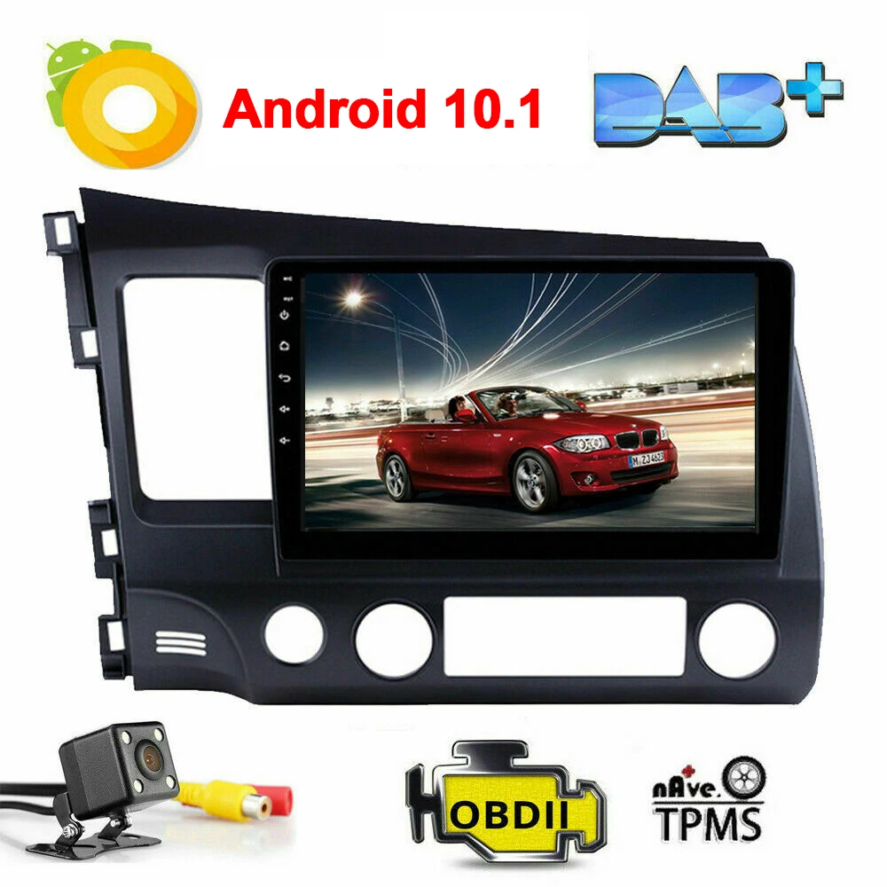 

Автомагнитола на Android 10,1 для Honda Civic 2006-2011, мультимедийный видеоплеер с навигацией, GPS, Wi-Fi, OBD, SWC, DVR, TMPS, 2din, 10,1 дюйма