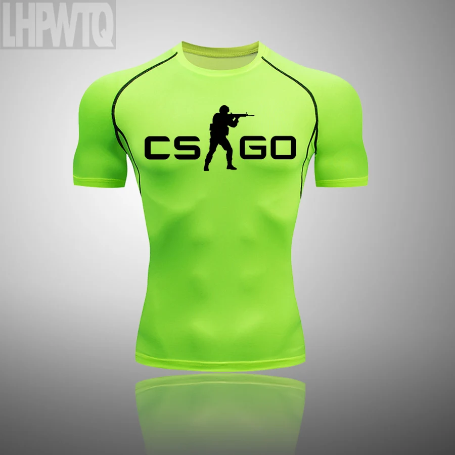 

Men's Running Compression Tshirts Quick Dry CS GO Fitness Tight Sportswear Gym Sport Short Sleeve Shirt Breathable
