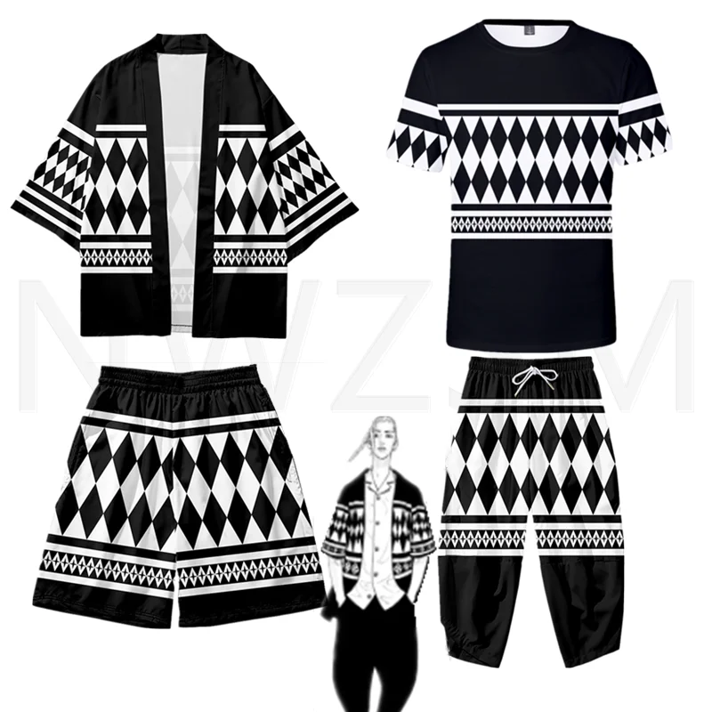 

New Anime Tokyo Revengers Ken Ryuguji Costume Draken Kimono Haori Cardigan Tokyo Manji Gang President Top Shorts Summer Yukata