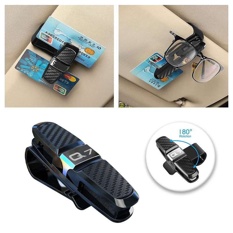 

For AUDI Q7 Q2 Q3 Q5 Q8 A3 A4 A5 A6 A7 A8 Interior Car Glasses Case Glasses Holder Sunglasses Clip Card Holder Car Accessories