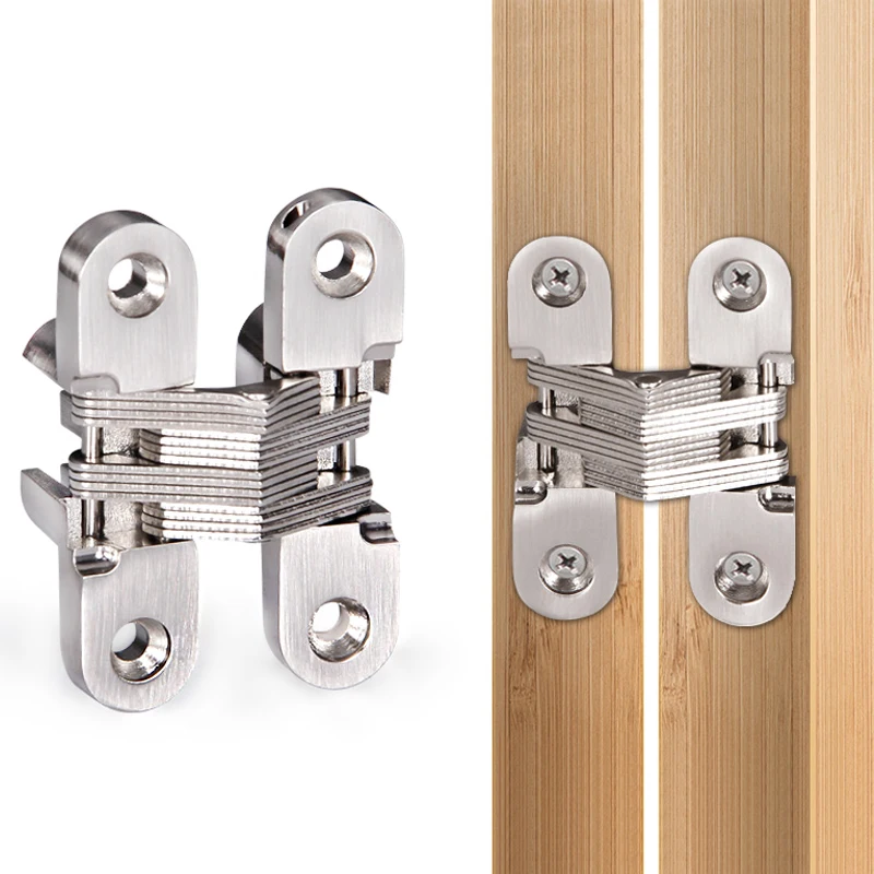 1 to 4 Pcs 304 Stainless Steel Hidden Hinges Invisible Concealed Cross Door Hinge Bearing 180Degree With Screw For Folding | Обустройство