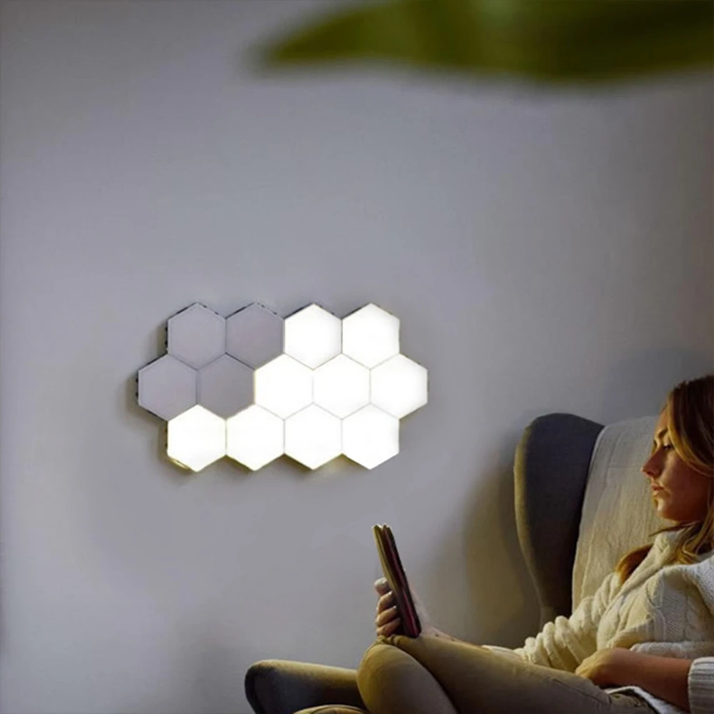 

DIY Wall Lamp Honeycomb Quantum Hexagon Colorful Led With Touch Sensitive For Bedroom Living Room Stair Loft Decor Night Light