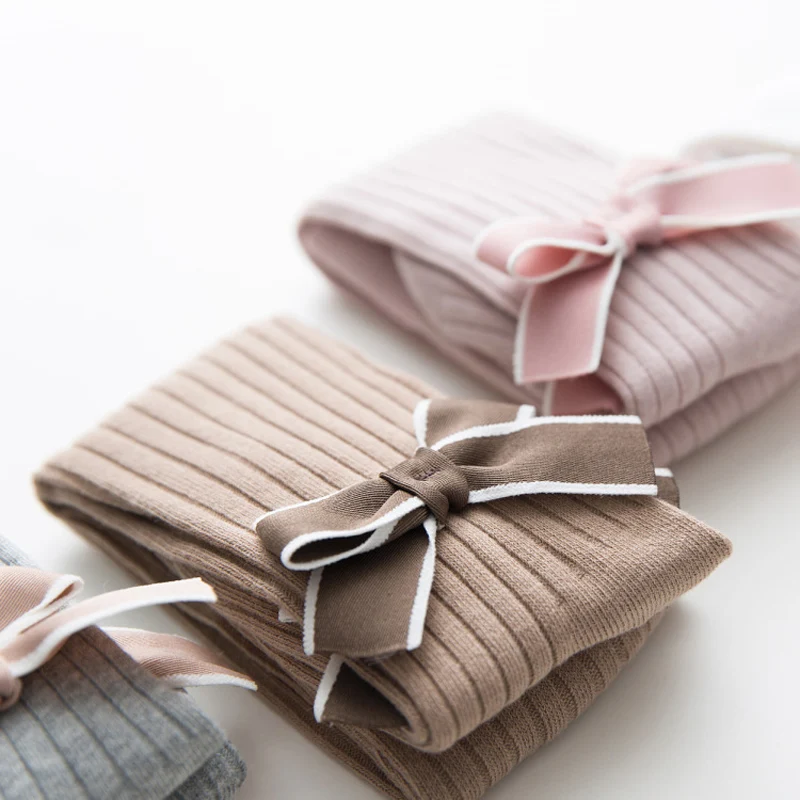 Одноцветное Kawaii детские гольфы с бантом декоративные колготки бархатные чулки