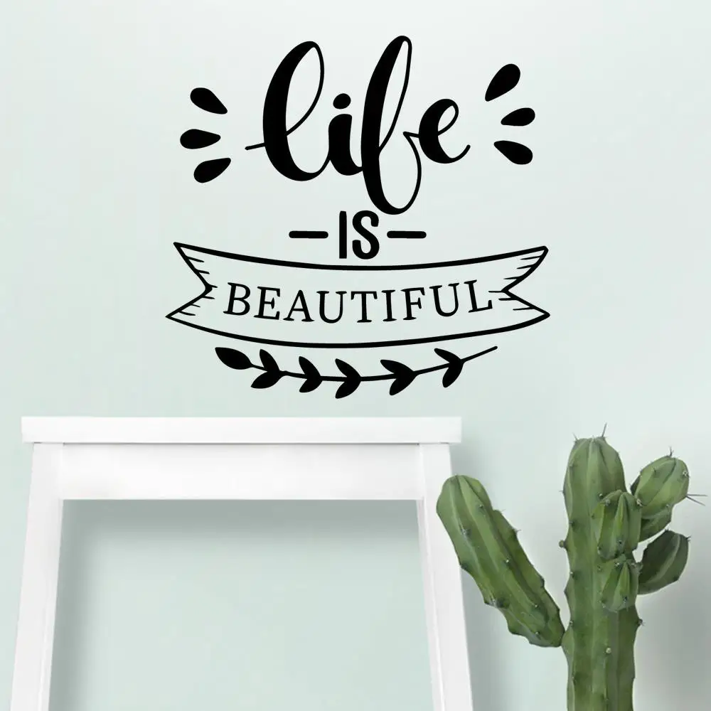 Прямая поставка красивые виниловые кухонные настенные наклейки life is beautiful