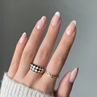 Накладные ногти для французского, белого, оранжевого цветов, полное покрытие, накладные ногти сделай сам, клеевой пресс для ногтей, товары для профессионалов