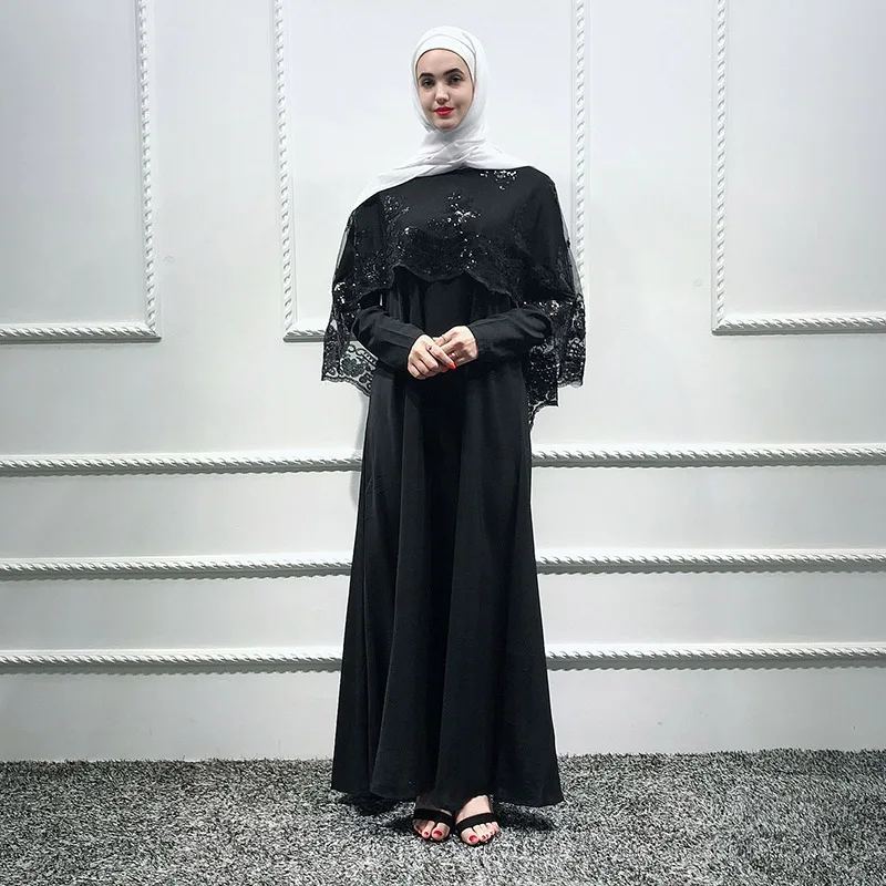 

Ramadan Islamic Dress Shawl Two Piece Set Muslim Sequin Embroidery Long Skirt Cloak Dress Arab Saudi Mosque Women Dress Set