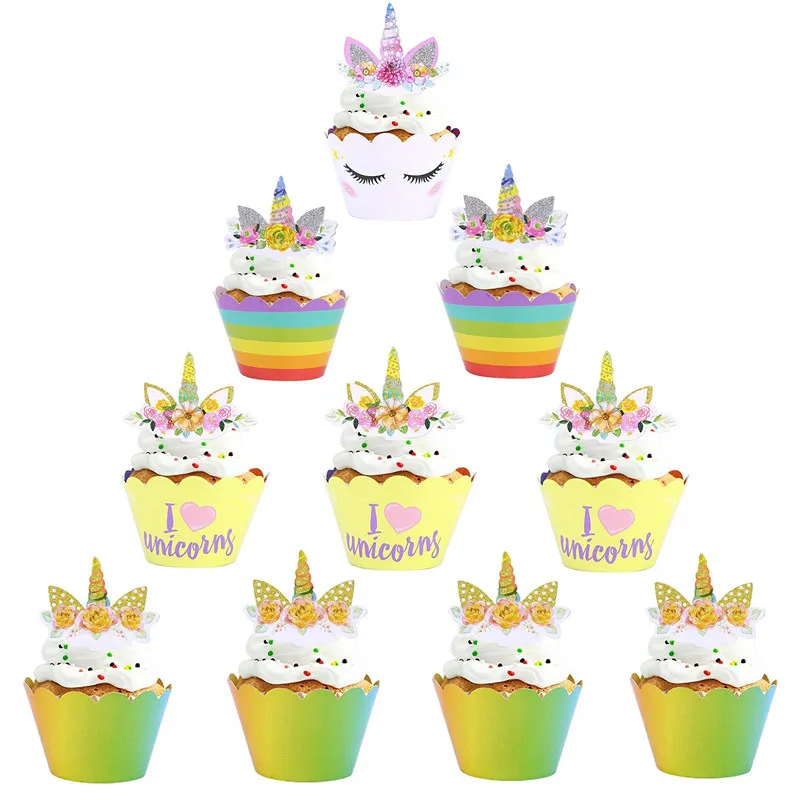 Unicorn Party Supplies Pink Rainbow Banner Plates Balloons Napkin Cupcake Wrapper Baby Shower Kids Birthday Decorations | Дом и сад