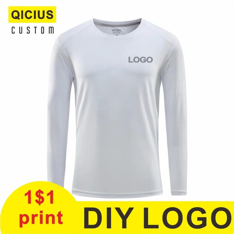 

Custom Printed Embroidery DIY Long Sleeved T-shirt Men's Casual Quick Drying Round Neck Low Price Spring And Autumn Clothes