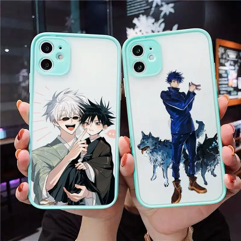 

Fushiguro Megumi Jujutsu Kaisen Phone Case For iPhone 12 11 Mini Pro XR XS Max 7 8 Plus X Matte transparent blue Back Cover