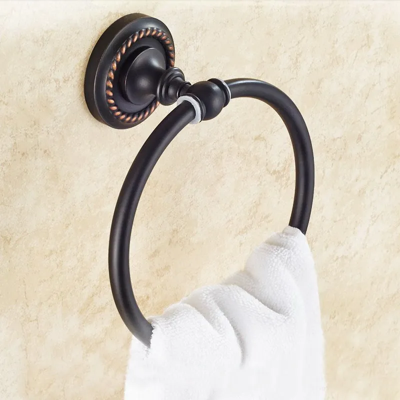 Масло втирают Бронзовый настенный круглое полотенце кольцо для ванной полотенца