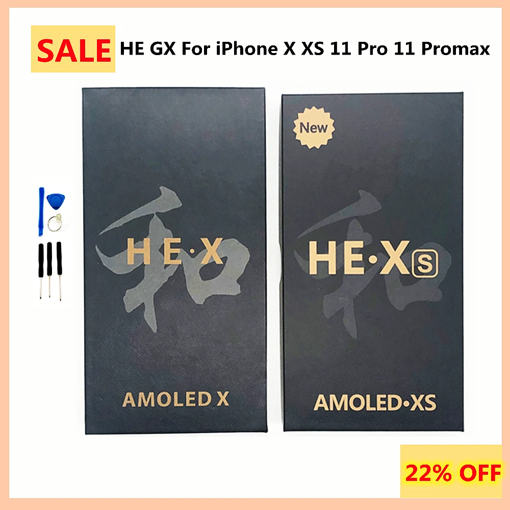 100% ЖК дисплей HE GX OLED Pantalla для iphone X XS сенсорный экран дигитайзер в сборе iPhone XSMAX 11 Pro