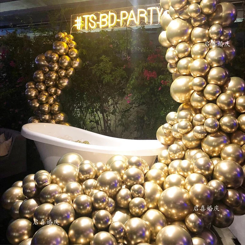 

100pcs 50pcs 10inch Pearl Chrome Metal Balloon Golden Balloon Arch Wedding Supplies Party Decor Globos