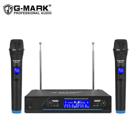 Беспроводной микрофон G-MARK G210V, профессиональный ручной микрофон для караоке, 2 канала, для вечерние, встреч, церкви, шоу, дома