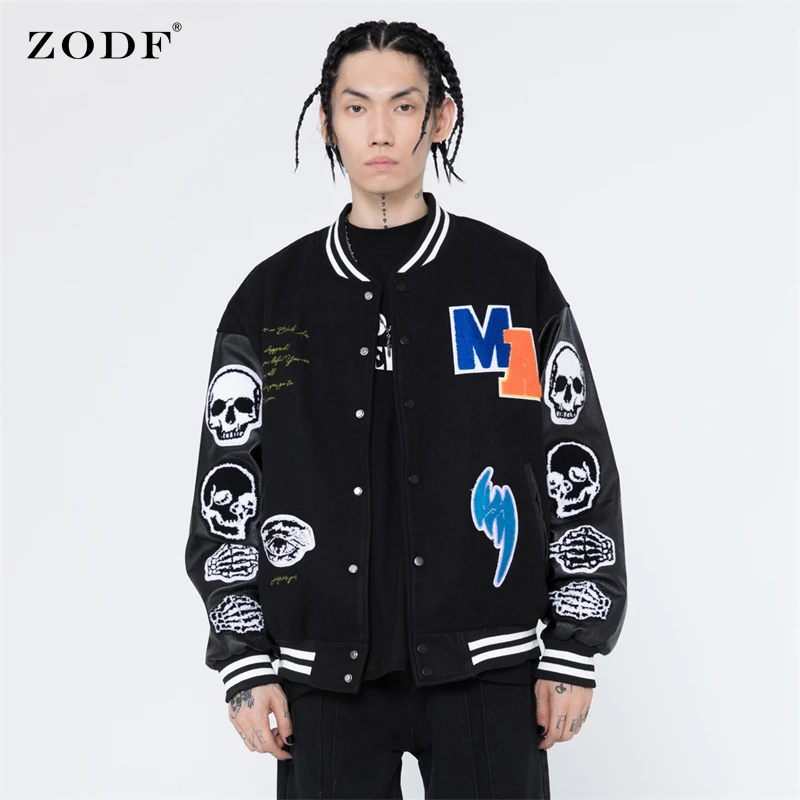 Куртка мужская и женская из искусственной кожи с вышивкой черепа в стиле хип-хоп