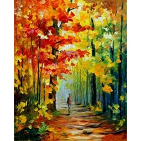 selilali oil painting by numbers man in forest road picture kits for adults diy framed hand made acrylic home decor artcraft