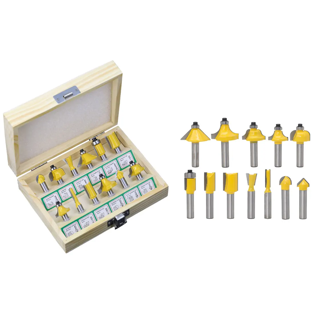 

12pcs Milling Cutter Router Bit Set 1/4" Shank Mill Wood Cutter Carbide Shank Mill Woodworking Trimming Engraving Carving Tools