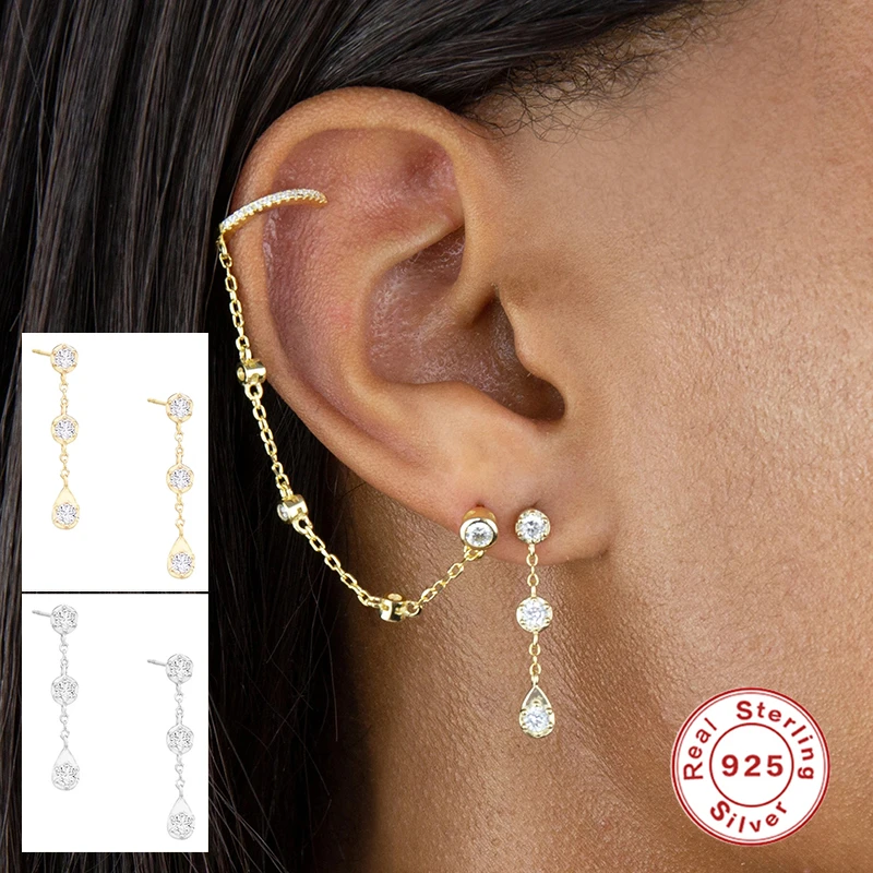 Серьги-гвоздики женские длинные из серебра Геометрическая круглая пробы 925 |