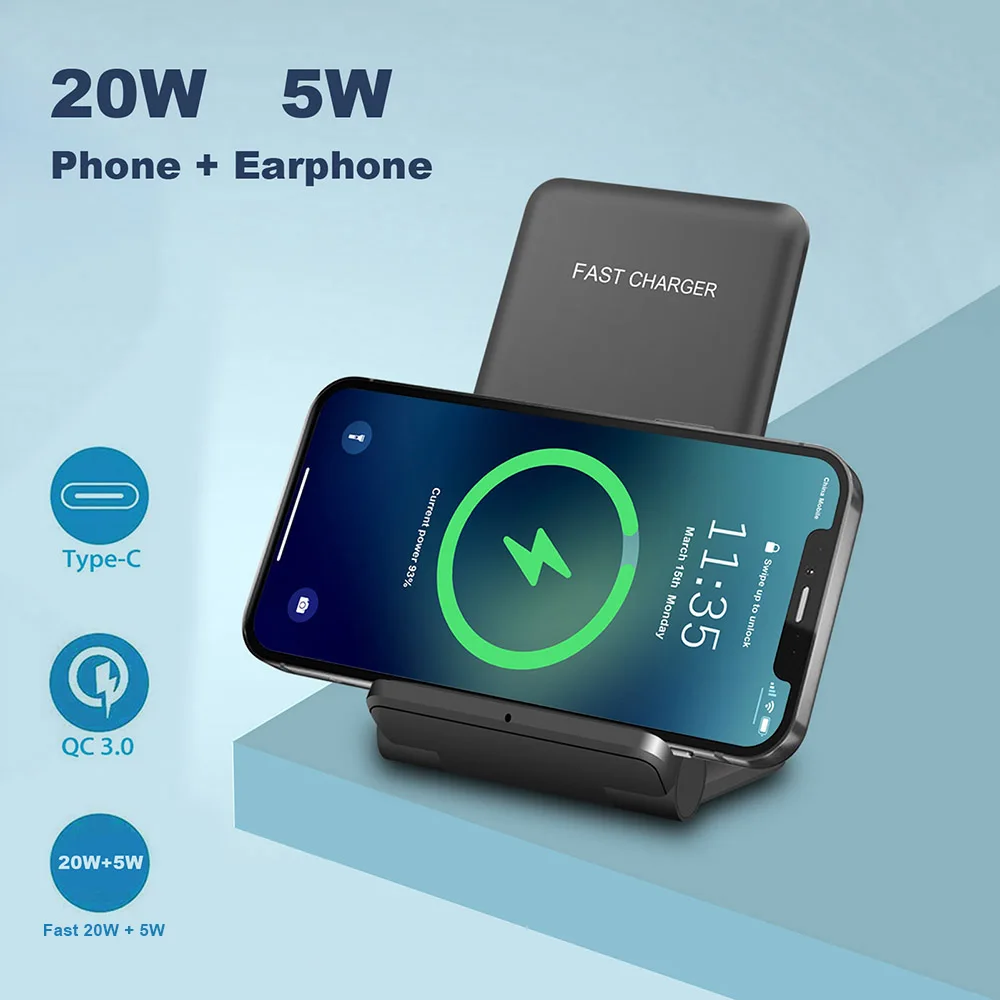 Беспроводное зарядное устройство FDGAO для iPhone 12 11 8 X XR XS Max Airpods Pro Samsung Galaxy S21 S20 Note