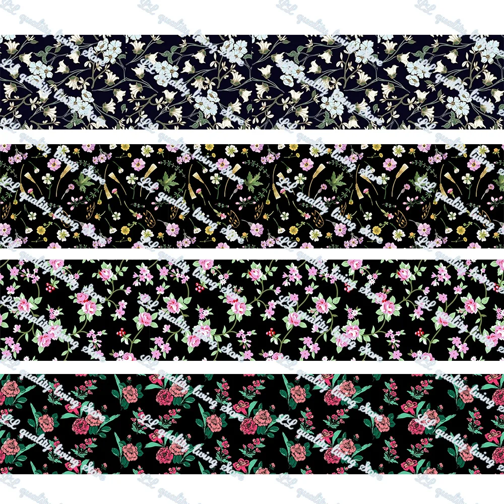 

16-75mm Watercolor Flowers Printed Grosgrain Ribbon/16mm Printed Elastic Foe Ribbons DIY Hair Bows Sewing Webbing 50 Yards